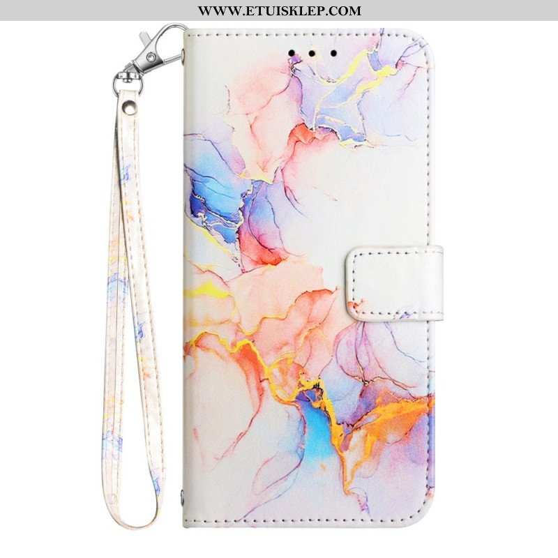 Etui Folio do Samsung Galaxy A54 5G z Łańcuch Pasek Marmuru